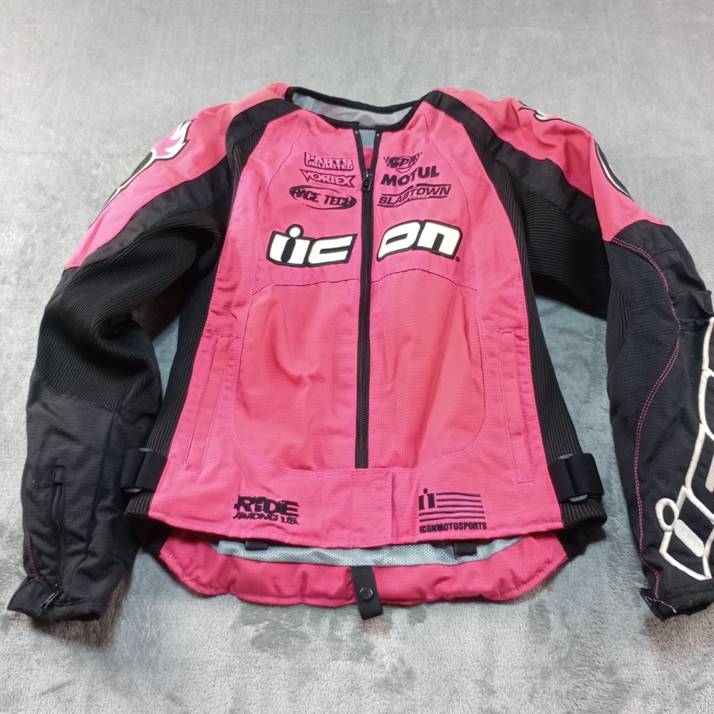 Icon Motosports Stage 2 Merc Jacket Womens S Pink Black Racing Biker Armor Moto